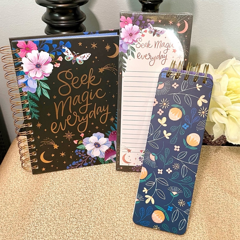NWT SEEK MAGIC EVERYDAY Hardcover Notebook/Journal Notepad Stationery Bundle